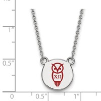 Sterling Silver Rhodium-plated LogoArt Chi Omega Sorority Symbol Small Color Enamel Pendant Necklace, 18" view 2