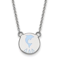 Sterling Silver Rhodium-plated LogoArt Delta Delta Delta Sorority Symbol Small Color Enamel Pendant Necklace, 18" view 1