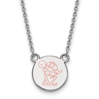Sterling Silver Rhodium-plated LogoArt Delta Zeta Sorority Symbol Small Color Enamel Pendant Necklace, 18" view 1