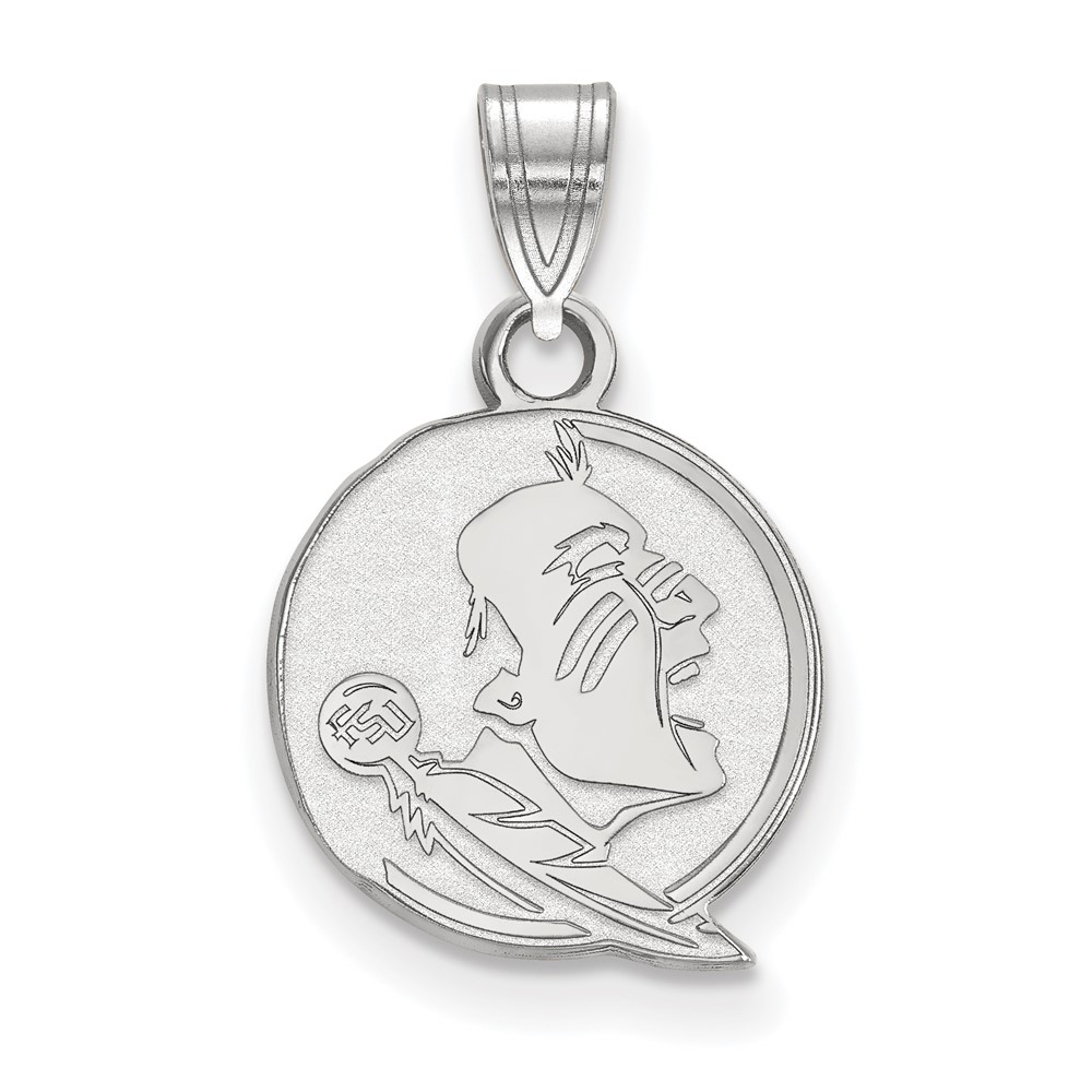Sterling Silver Rhodium-plated LogoArt Florida State University Seminole Small Pendant