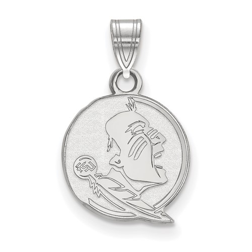 Sterling Silver Rhodium-plated LogoArt Florida State University Seminole Small Pendant