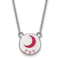 Sterling Silver Rhodium-plated LogoArt Gamma Phi Beta Sorority Symbol Small Color Enamel Pendant Necklace, 18" view 1