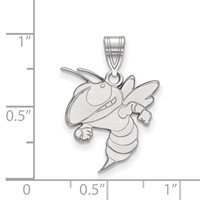 Sterling Silver Rhodium-plated LogoArt Georgia Institute of Technology Yellow Jacket Large Pendant view 2