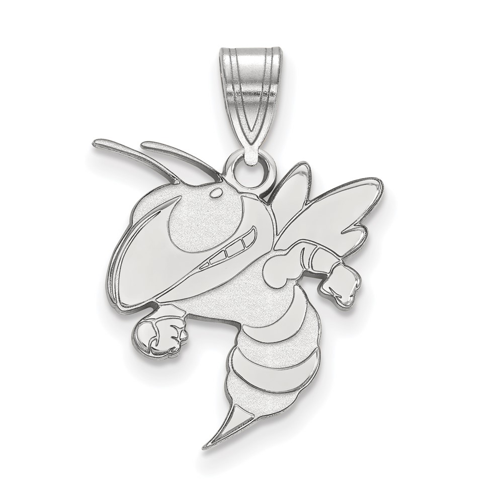 Sterling Silver Rhodium-plated LogoArt Georgia Institute of Technology Yellow Jacket Large Pendant
