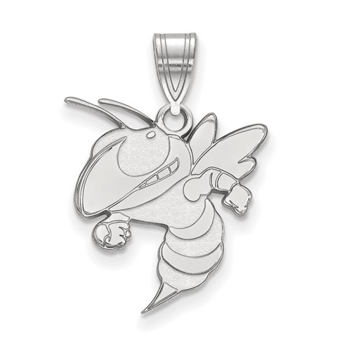 Sterling Silver Rhodium-plated LogoArt Georgia Institute of Technology Yellow Jacket Large Pendant