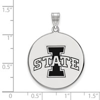 Sterling Silver Rhodium-plated LogoArt Iowa State University Extra Large Enameled Disc Pendant view 2