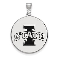 Sterling Silver Rhodium-plated LogoArt Iowa State University Extra Large Enameled Disc Pendant view 1