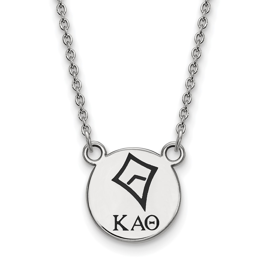 Sterling Silver Rhodium-plated LogoArt Kappa Alpha Theta Sorority Symbol Small Color Enamel Pendant Necklace, 18"