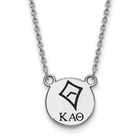 Sterling Silver Rhodium-plated LogoArt Kappa Alpha Theta Sorority Symbol Small Color Enamel Pendant Necklace, 18" view 1