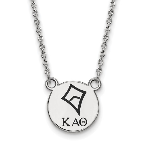 Sterling Silver Rhodium-plated LogoArt Kappa Alpha Theta Sorority Symbol Small Color Enamel Pendant Necklace, 18"