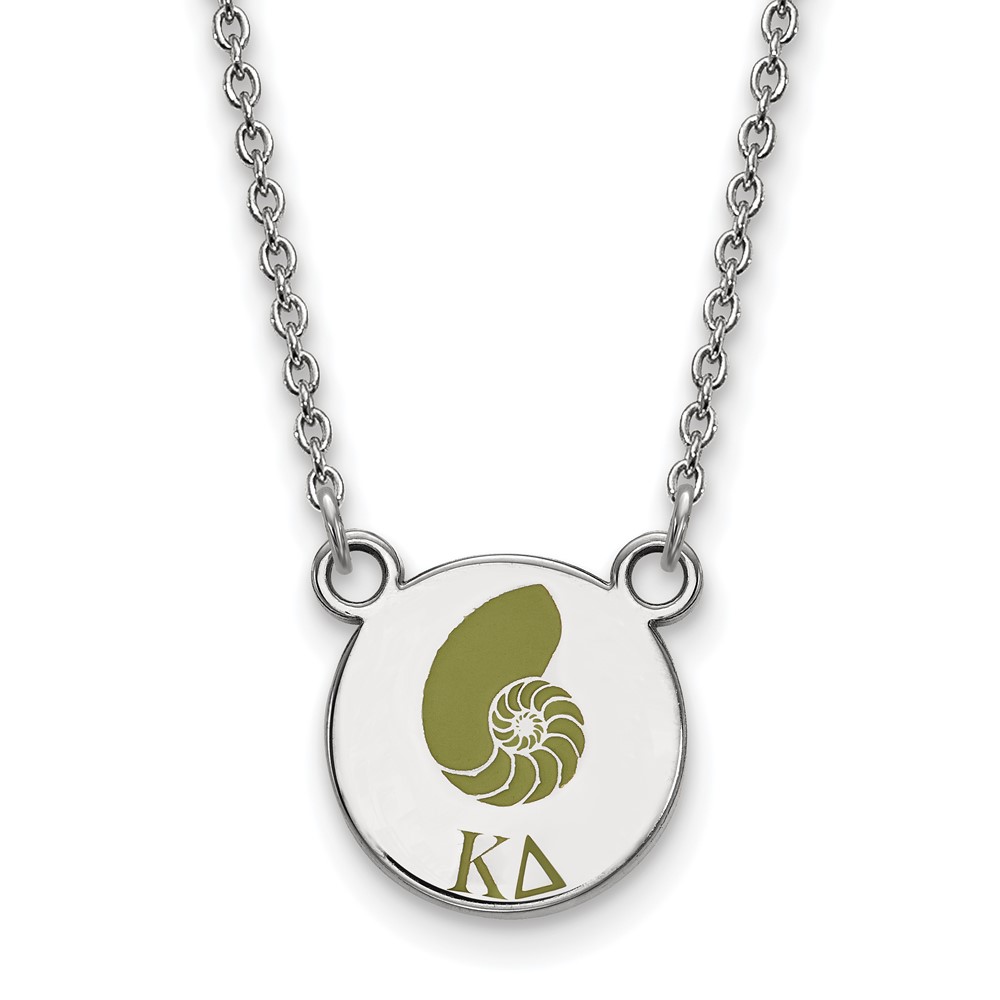 Sterling Silver Rhodium-plated LogoArt Kappa Delta Sorority Symbol Small Color Enamel Pendant Necklace, 18"