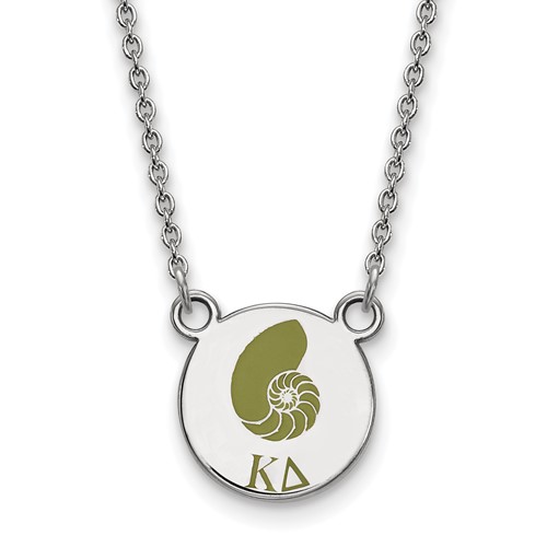 Sterling Silver Rhodium-plated LogoArt Kappa Delta Sorority Symbol Small Color Enamel Pendant Necklace, 18"