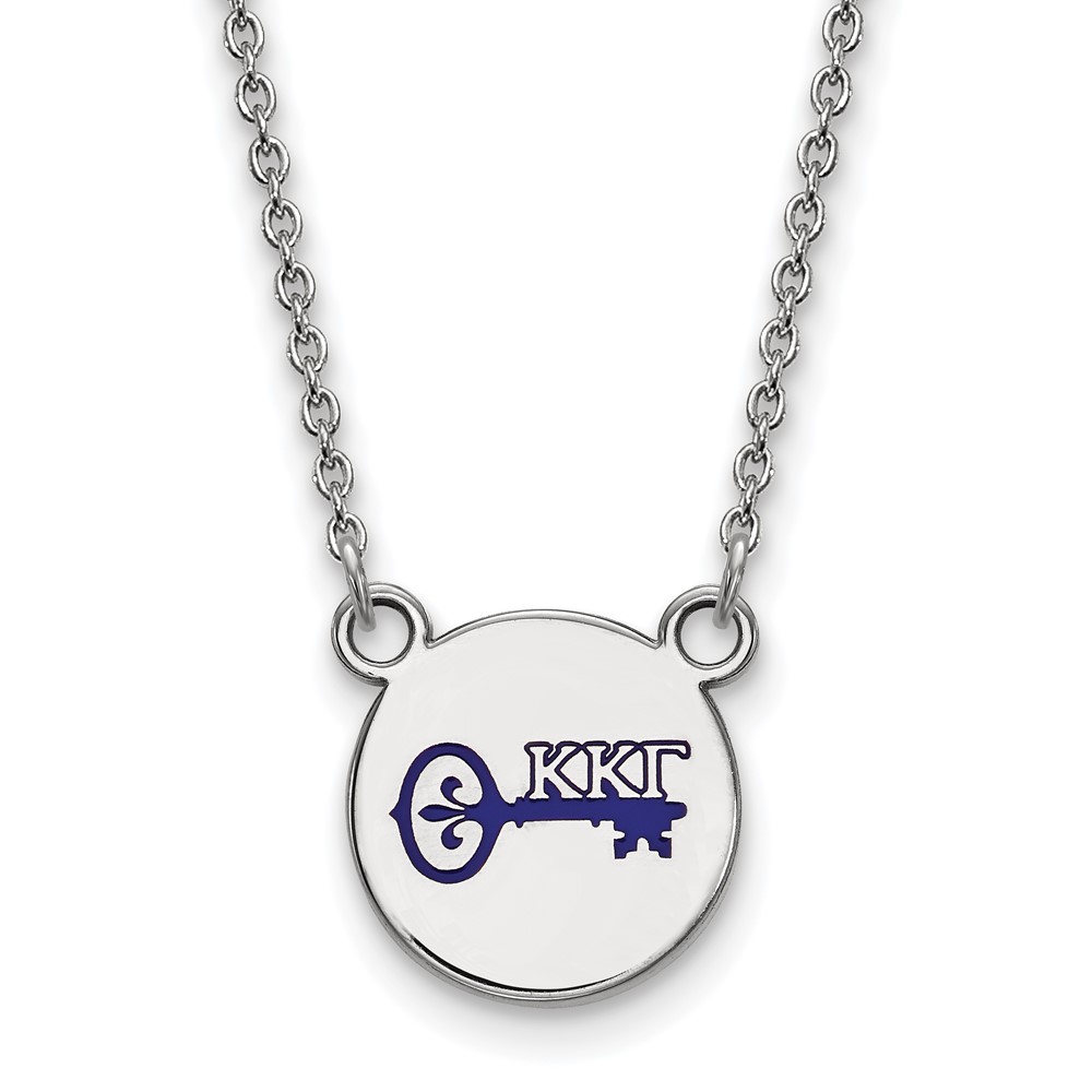 Sterling Silver Rhodium-plated LogoArt Kappa Kappa Gamma Sorority Symbol Small Color Enamel Pendant Necklace, 18"