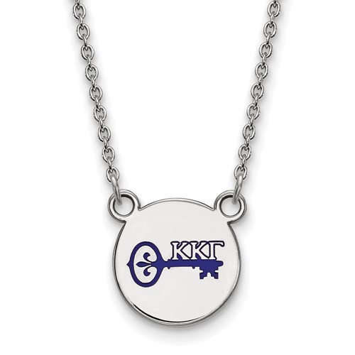 Sterling Silver Rhodium-plated LogoArt Kappa Kappa Gamma Sorority Symbol Small Color Enamel Pendant Necklace, 18"