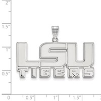 Sterling Silver Rhodium-plated LogoArt Louisiana State University L-s-u Tigers Large Pendant view 2