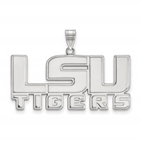 Sterling Silver Rhodium-plated LogoArt Louisiana State University L-s-u Tigers Large Pendant view 1