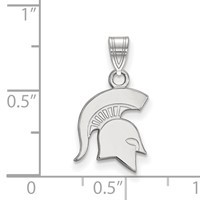 Sterling Silver Rhodium-plated LogoArt Michigan State University Spartan Small Pendant view 2