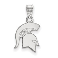 Sterling Silver Rhodium-plated LogoArt Michigan State University Spartan Small Pendant view 1