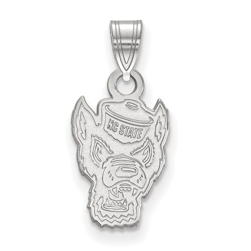 Sterling Silver Rhodium-plated LogoArt North Carolina State University Wolf Small Pendant