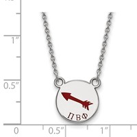Sterling Silver Rhodium-plated LogoArt Pi Beta Phi Sorority Symbol Small Color Enamel Pendant Necklace, 18" view 2