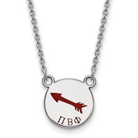 Sterling Silver Rhodium-plated LogoArt Pi Beta Phi Sorority Symbol Small Color Enamel Pendant Necklace, 18" view 1