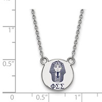 Sterling Silver Rhodium-plated LogoArt Phi Sigma Sigma Sorority Symbol Small Color Enamel Pendant Necklace, 18" view 2