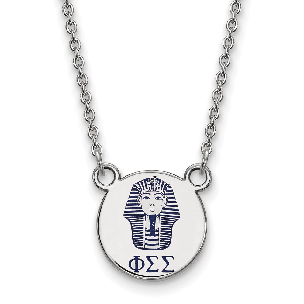 Sterling Silver Rhodium-plated LogoArt Phi Sigma Sigma Sorority Symbol Small Color Enamel Pendant Necklace, 18"