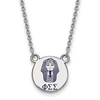 Sterling Silver Rhodium-plated LogoArt Phi Sigma Sigma Sorority Symbol Small Color Enamel Pendant Necklace, 18" view 1