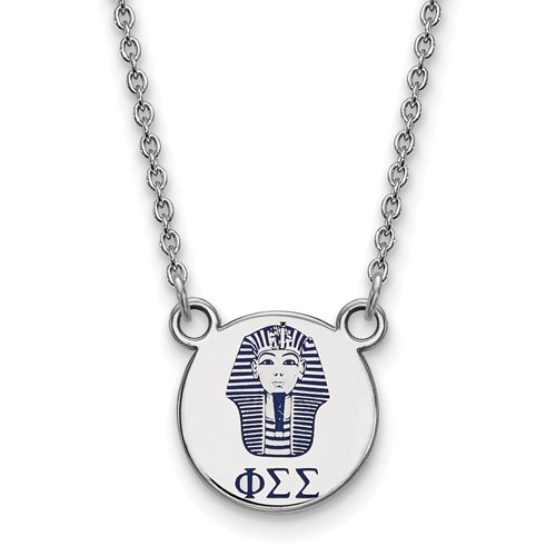 Sterling Silver Rhodium-plated LogoArt Phi Sigma Sigma Sorority Symbol Small Color Enamel Pendant Necklace, 18"