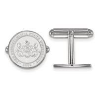 Sterling Silver Rhodium-plated LogoArt Penn State University Crest Cuff Links view 1