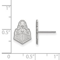 Sterling Silver Rhodium-plated LogoArt Purdue University Boilermakers Train Logo Small Post Earrings view 2