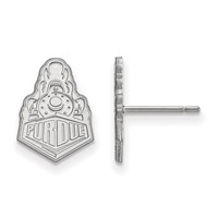 Sterling Silver Rhodium-plated LogoArt Purdue University Boilermakers Train Logo Small Post Earrings view 1