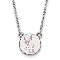 Sterling Silver Rhodium-plated LogoArt Sigma Kappa Sorority Symbol Small Color Enamel Pendant Necklace, 18" view 1