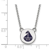Sterling Silver Rhodium-plated LogoArt Sigma Sigma Sigma Sorority Symbol Small Color Enamel Pendant Necklace, 18" view 2