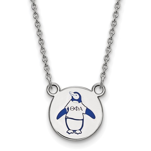 Sterling Silver Rhodium-plated LogoArt Theta Phi Alpha Sorority Symbol Small Color Enamel Pendant Necklace, 18"