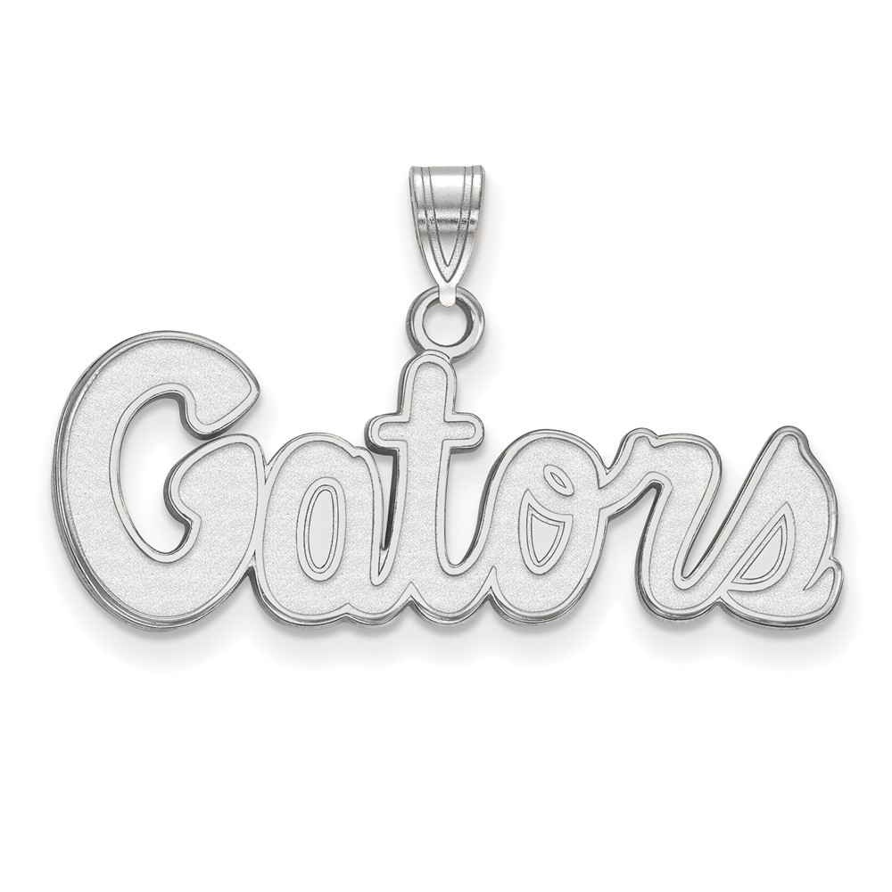 Sterling Silver Rhodium-plated LogoArt University of Florida Gators Script Small Pendant