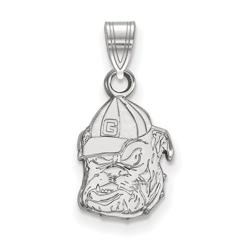Sterling Silver Rhodium-plated LogoArt University of Georgia Bulldog Small Pendant