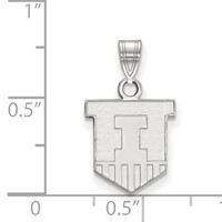Sterling Silver Rhodium-plated LogoArt University of Illinois Victory Badge Small Pendant view 2