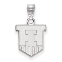 Sterling Silver Rhodium-plated LogoArt University of Illinois Victory Badge Small Pendant view 1