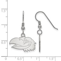 Sterling Silver Rhodium-plated LogoArt University of Kansas Jayhawk Small Dangle Wire Earrings view 2