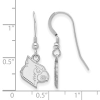 Sterling Silver Rhodium-plated LogoArt University of Louisville Cardinal Small Dangle Wire Earrings view 2