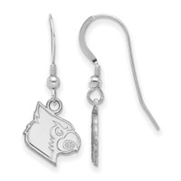 Sterling Silver Rhodium-plated LogoArt University of Louisville Cardinal Small Dangle Wire Earrings view 1