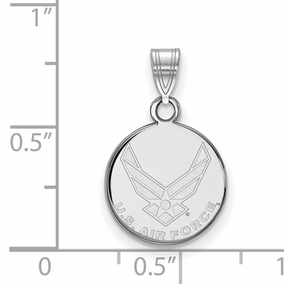 Sterling Silver Rhodium-plated LogoArt U.S. Air Force Small Disc Pendant