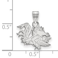 Sterling Silver Rhodium-plated LogoArt University of South Carolina Gamecock Small Pendant view 2