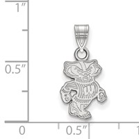 Sterling Silver Rhodium-plated LogoArt University of Wisconsin Badger Small Pendant view 2