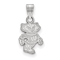 Sterling Silver Rhodium-plated LogoArt University of Wisconsin Badger Small Pendant view 1