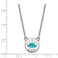 Sterling Silver Rhodium-plated LogoArt Zeta Tau Alpha Sorority Symbol Small Color Enamel Pendant Necklace, 18" view 2