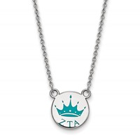 Sterling Silver Rhodium-plated LogoArt Zeta Tau Alpha Sorority Symbol Small Color Enamel Pendant Necklace, 18" view 1