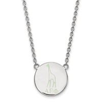 Sterling Silver Rhodium-plated LogoArt Alpha Epsilon Phi Sorority Symbol Large Color Enamel Pendant Necklace, 18" view 1