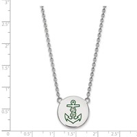 Sterling Silver Rhodium-plated LogoArt Alpha Sigma Tau Sorority Symbol Large Color Enamel Pendant Necklace, 18" view 2